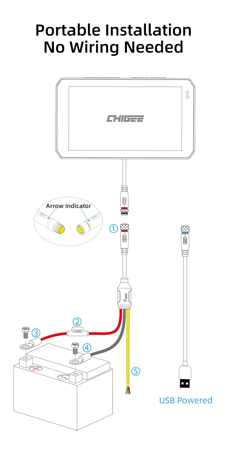 Chigee Chigee AIO-5 Play Android en Apple carplay display voor uw motor Navigatiesystemen