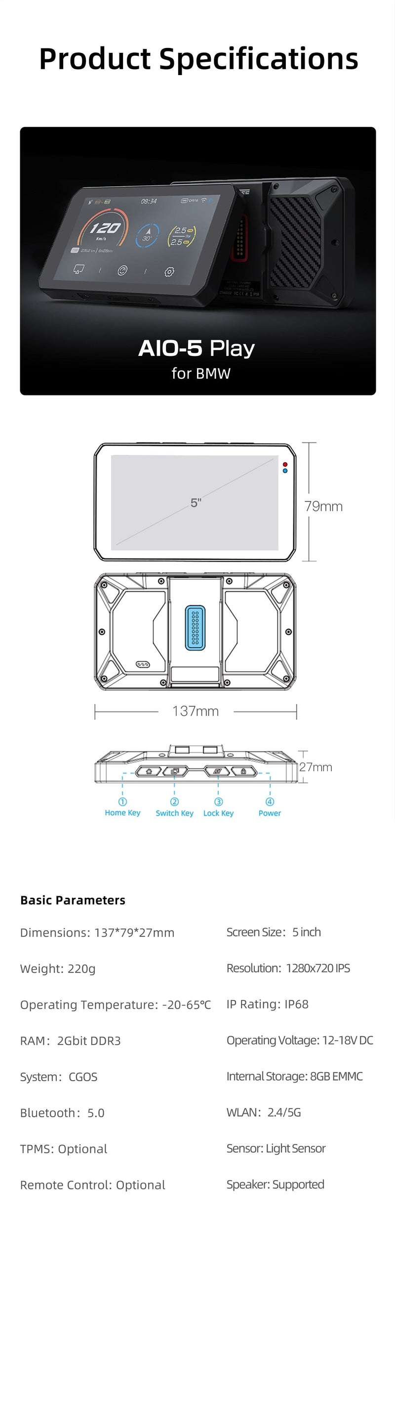 Chigee Chigee AIO-5 Play voor BMW met plug-and-play navigator houder Navigatiesystemen